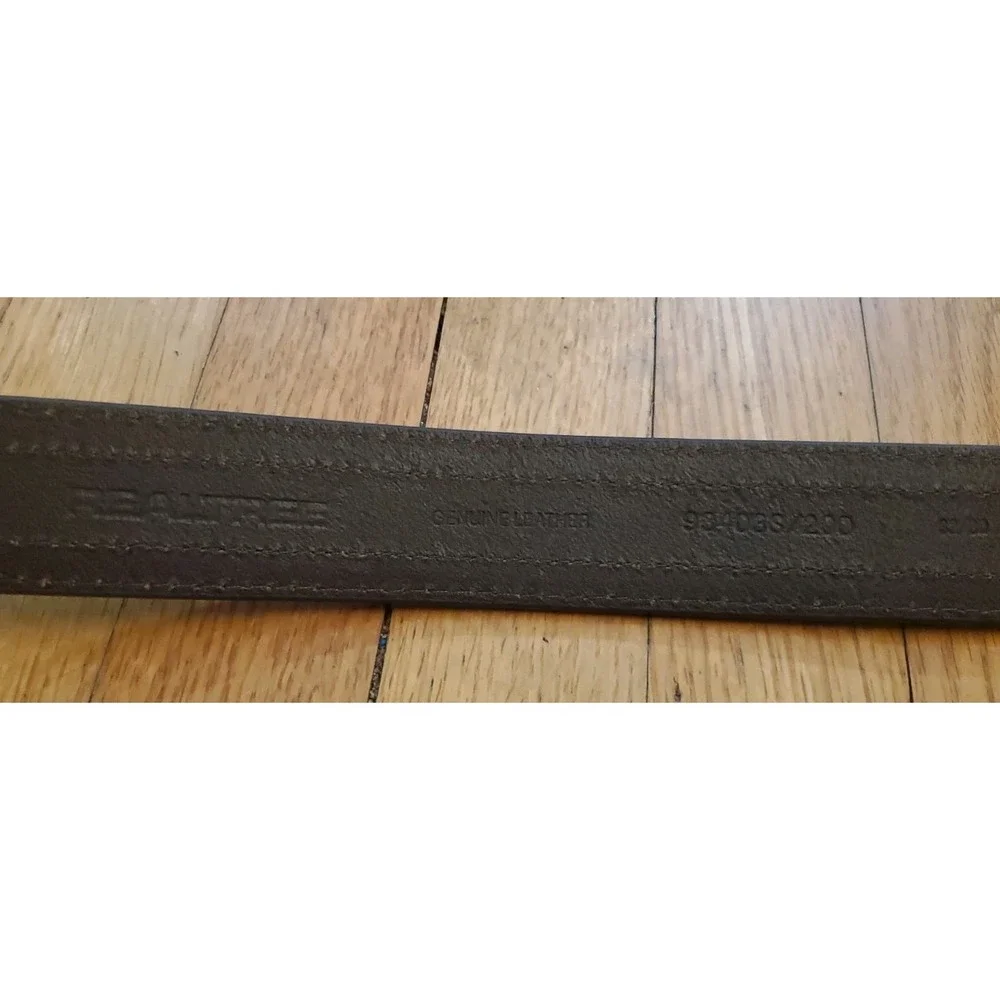 RealTree Belt Mens Size 32 Brown Leather Casual Double Stitched 1.5